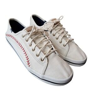 Keds Kickstart Pennant Baseball Stitch Cream Canvas Sneakers Womens 11